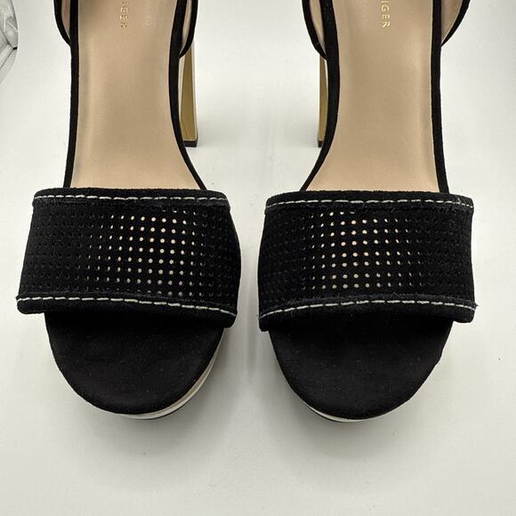 Tommy Hilfiger Women's Weslee Women’s 8.5 Black Suede Platform Heeled Sandal NEW - Picture 10 of 16
